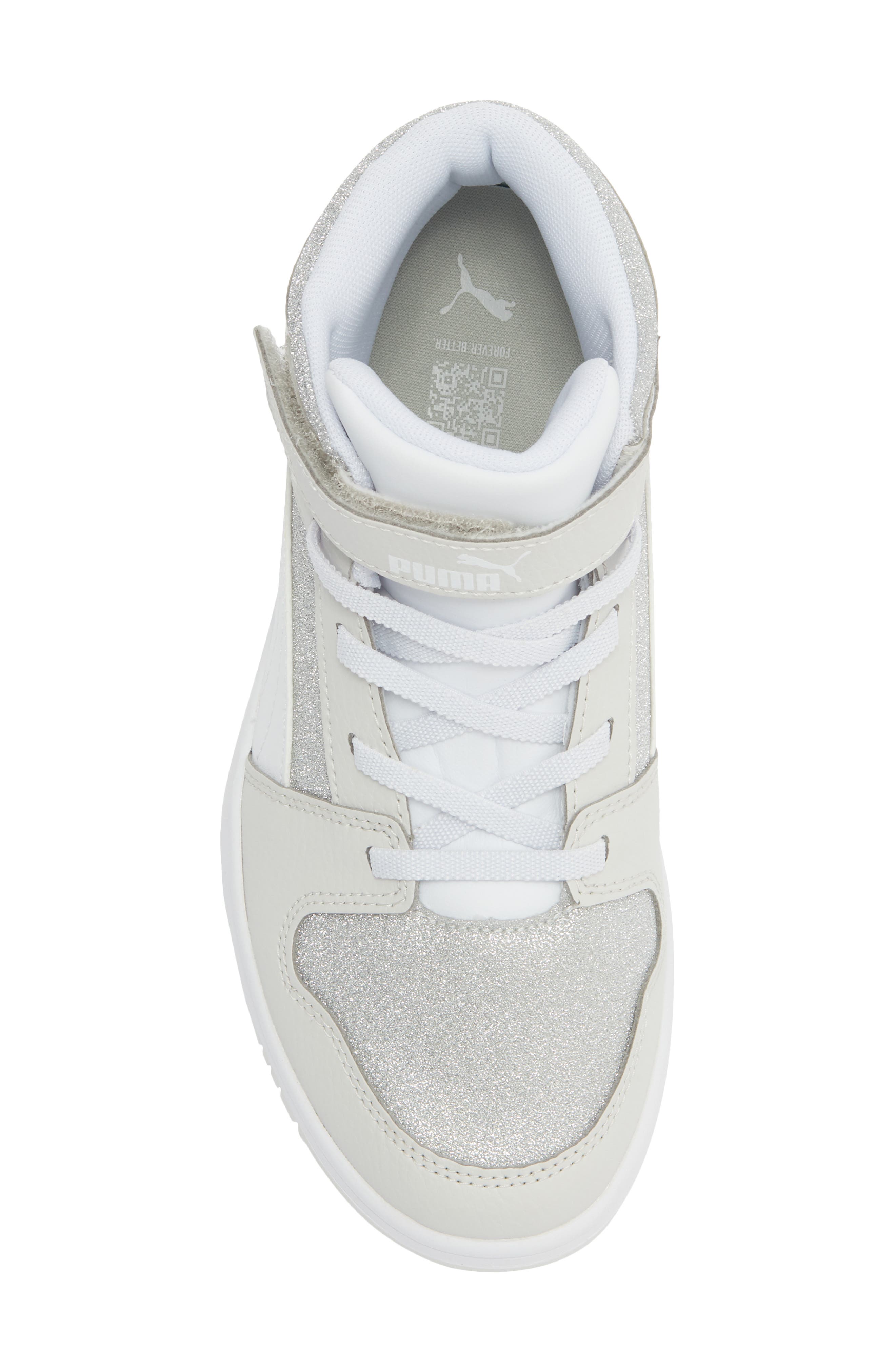 Kids' Rebound Layup Glitz Sneaker, Alternate, color, FEATHER GRAY/ WHITE/ SILVER