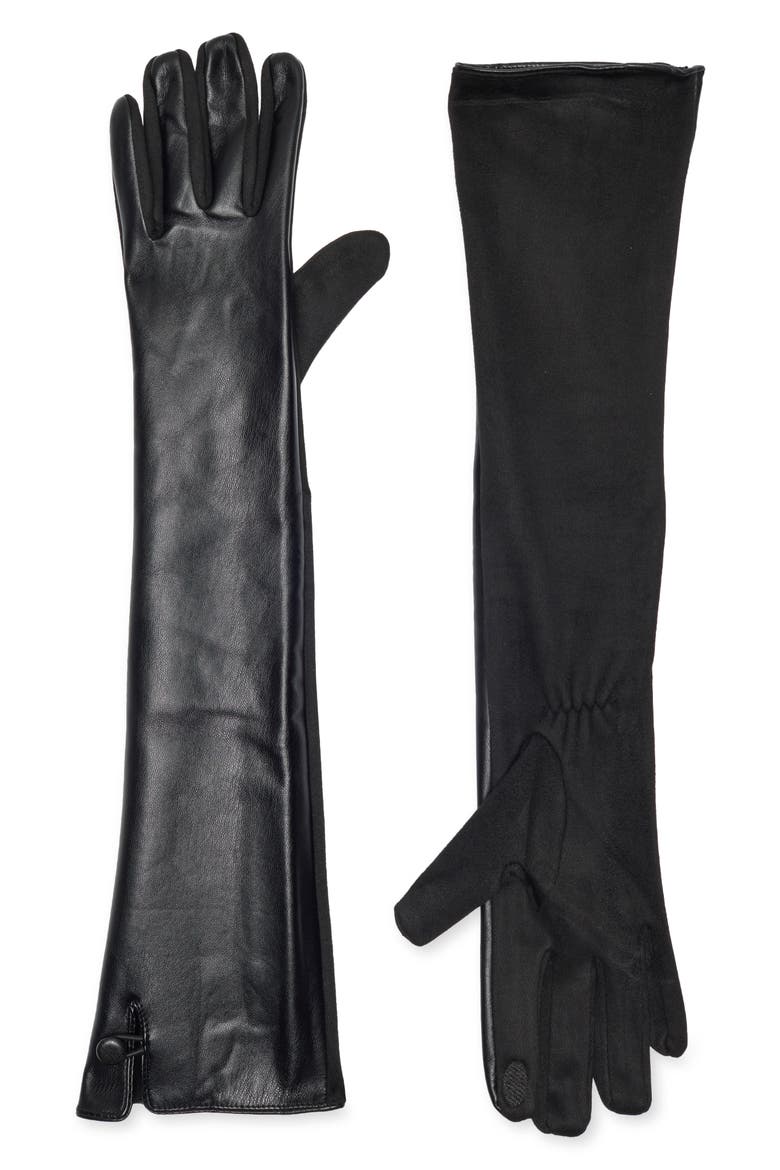 Faux Leather Gloves, Main, color, BLACK