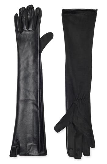Bcbg Faux Leather Gloves In Black