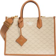 MCM Medium Himmel Lauretos Coated Canvas Tote