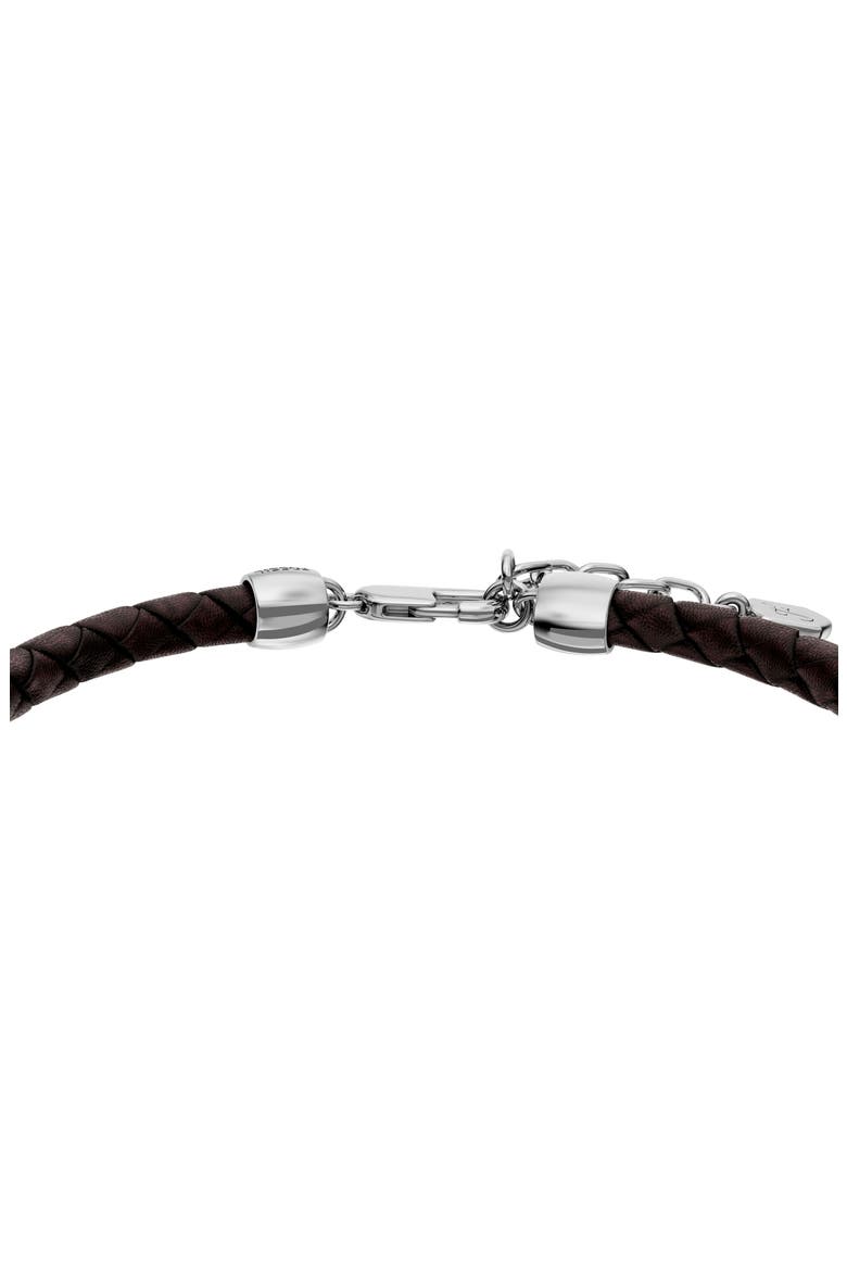Men's Everett Woven Leather Bracelet, Alternate, color, BROWN