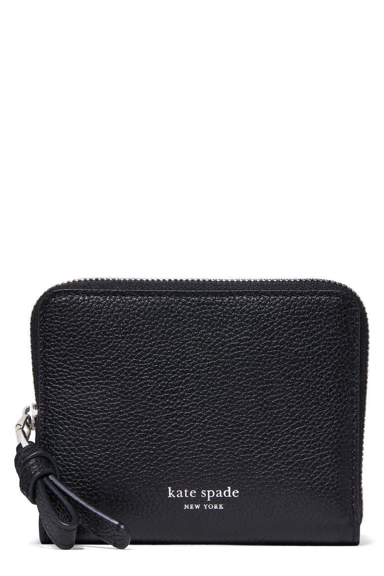 loop small pebbled leather zip wallet, Main, color, BLACK