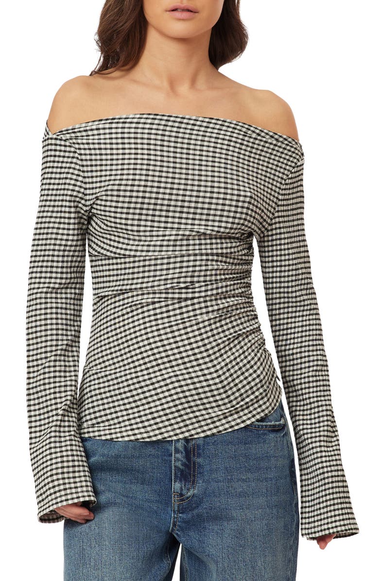 Scotch & Soda Gingham Seersucker Top, Main, color, Meteorite