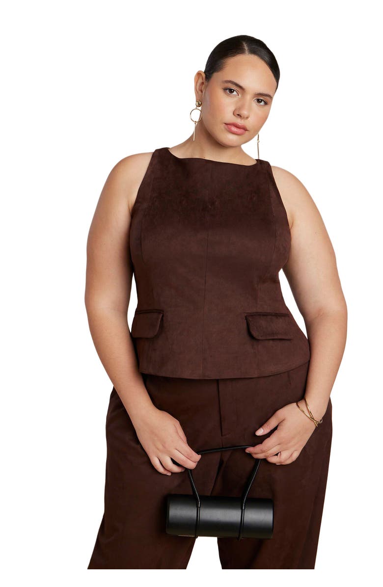 ELOQUII Faux Suede Flap Top, Main, color, 