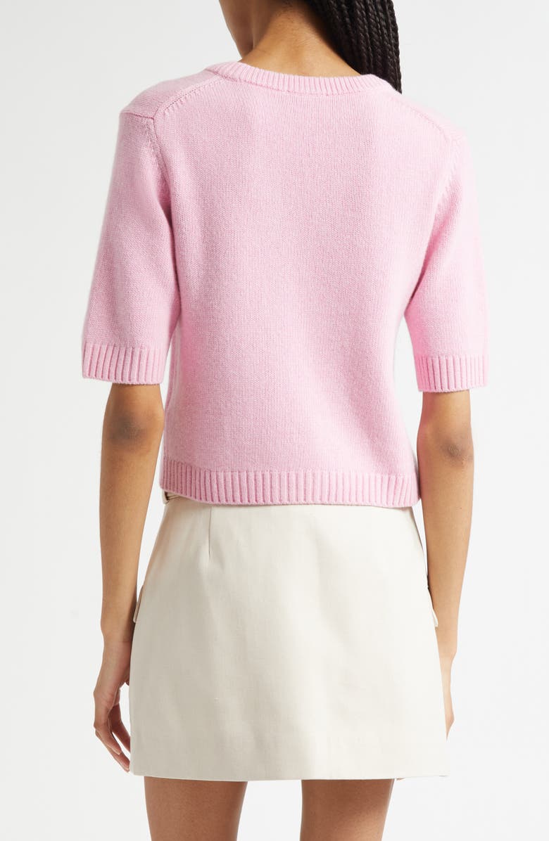 Ganni Tie Front Wool Blend Cardigan, Alternate, color, Primrose Pink