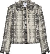 Akris punto Fringe Trim Mixed Tweed Crop Jacket