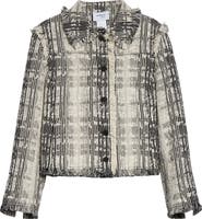 Akris punto Fringe Trim Mixed Tweed Crop Jacket