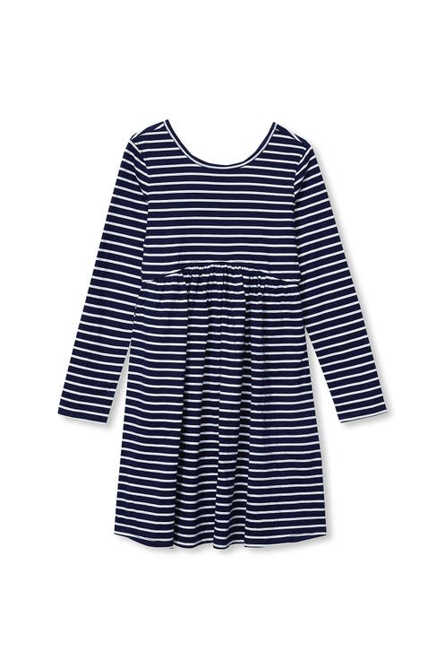 Girls Long Sleeve Gathered Waist Jersey Dress