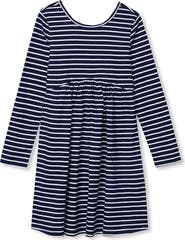 Lands' End Girls Long Sleeve Gathered Waist Jersey Dress