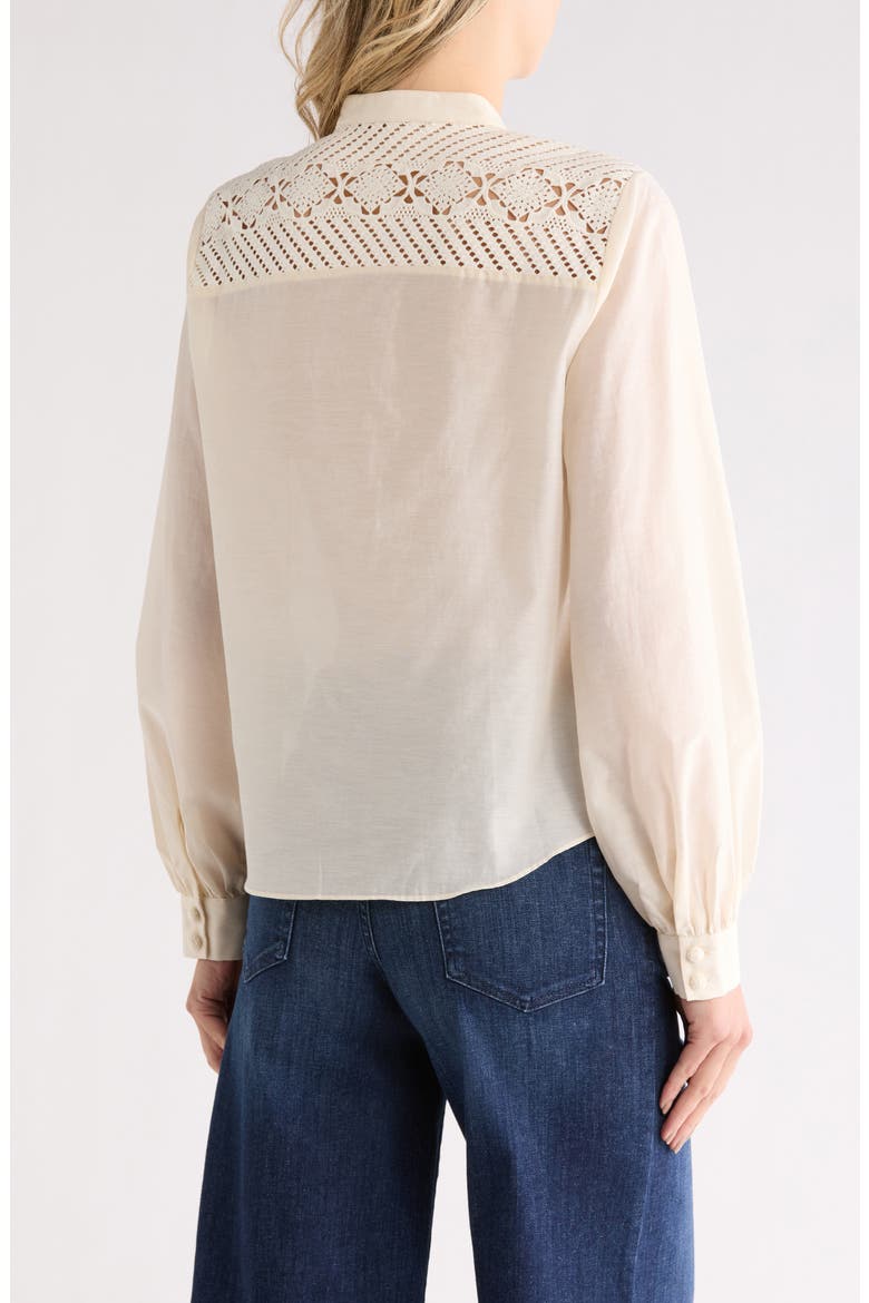 The Crochet Inset Button-Up Shirt, Alternate, color, ABSTRACT