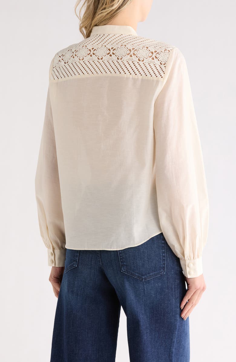 FRAME The Crochet Inset Button-Up Shirt, Alternate, color, Abstract