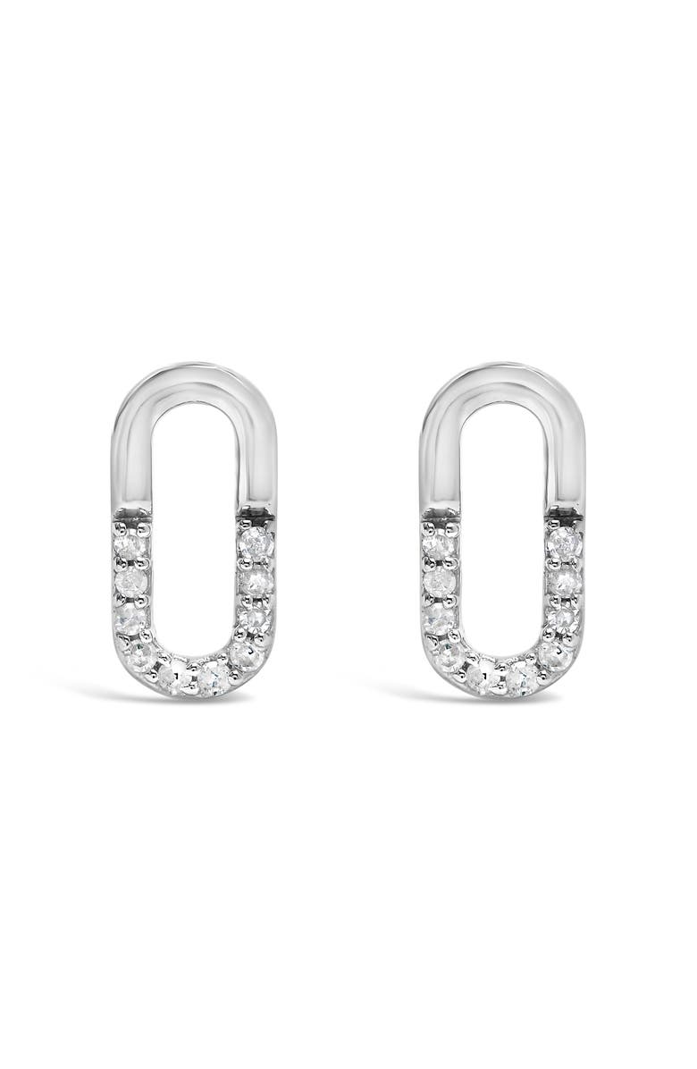 Haus of Brilliance Silver 1/10 Diamond Diamond Paperclip Stud Earrings, Main, color, White