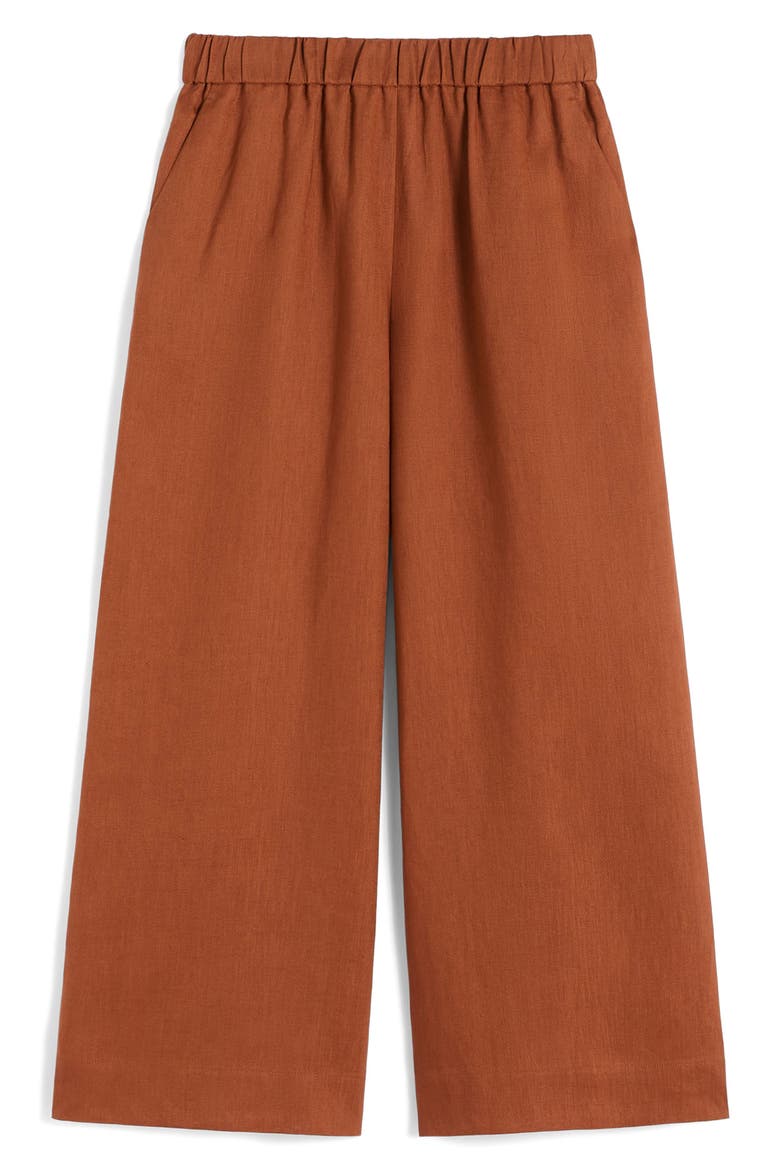 Canneti Linen Pull-On Wide Leg Pants, Alternate, color, RUST