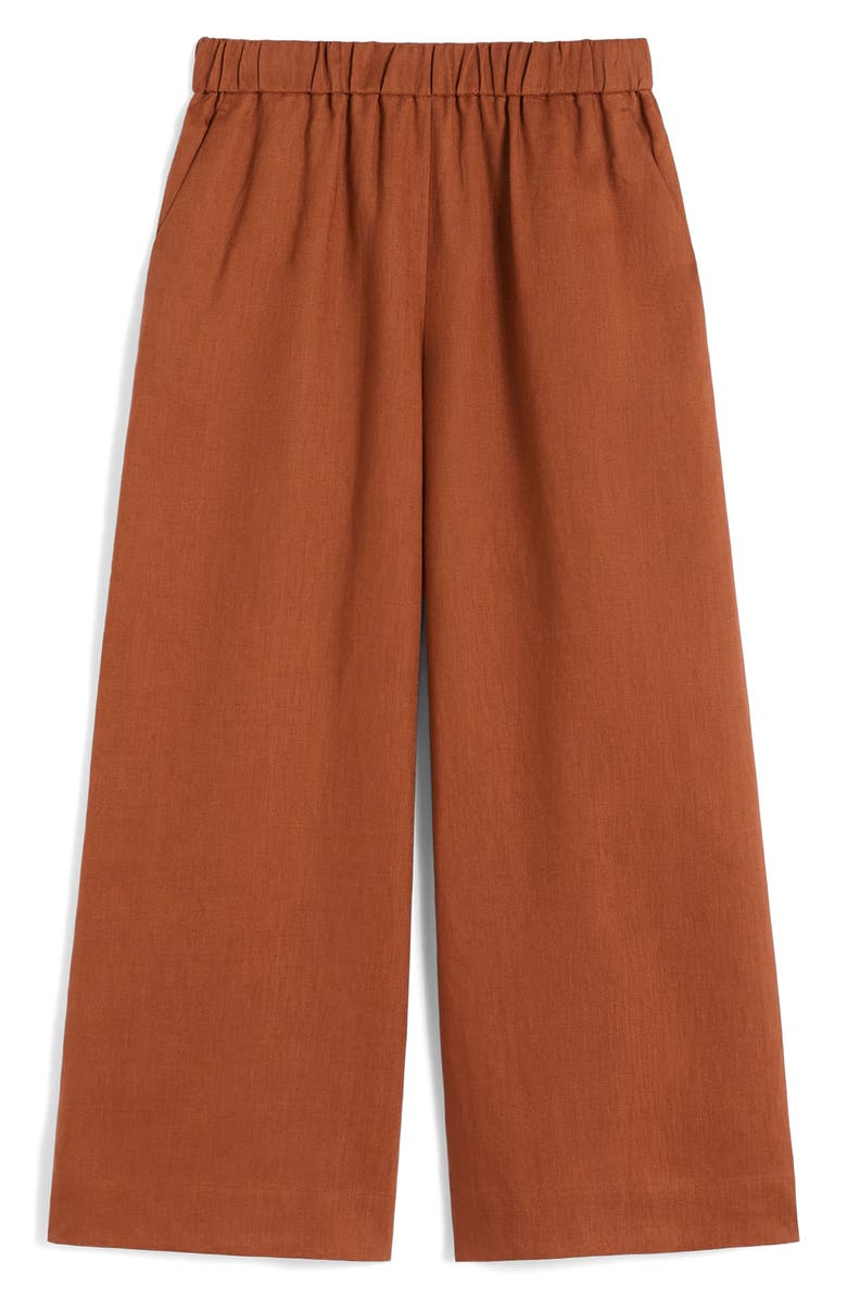 MM by Max Mara Canneti Linen Pull-On Wide Leg Pants, Alternate, color, Rust