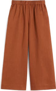 MM by Max Mara Canneti Linen Pull-On Wide Leg Pants