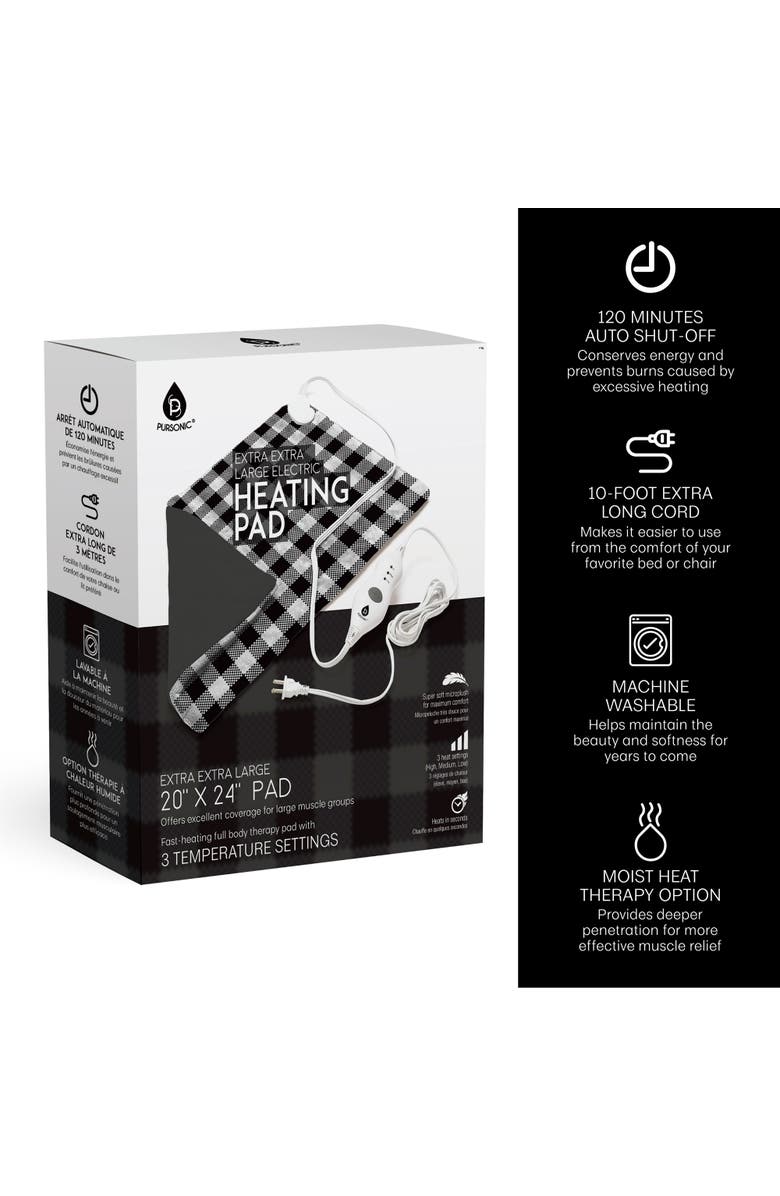 PURSONIC Extra Extra Large Electric Heating Pad, Alternate, color, Checkers Pattern