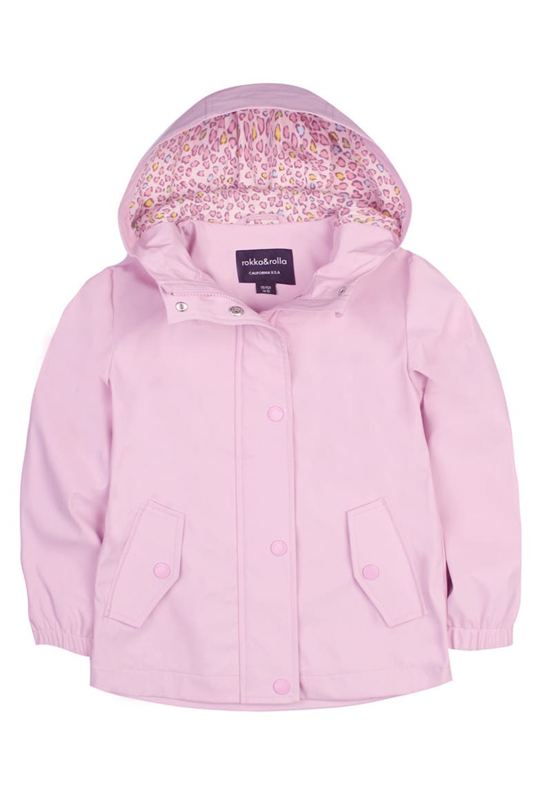 Kids' Waterproof Rain Coat Rubberized Jacket, Alternate, color, Seashell Pink