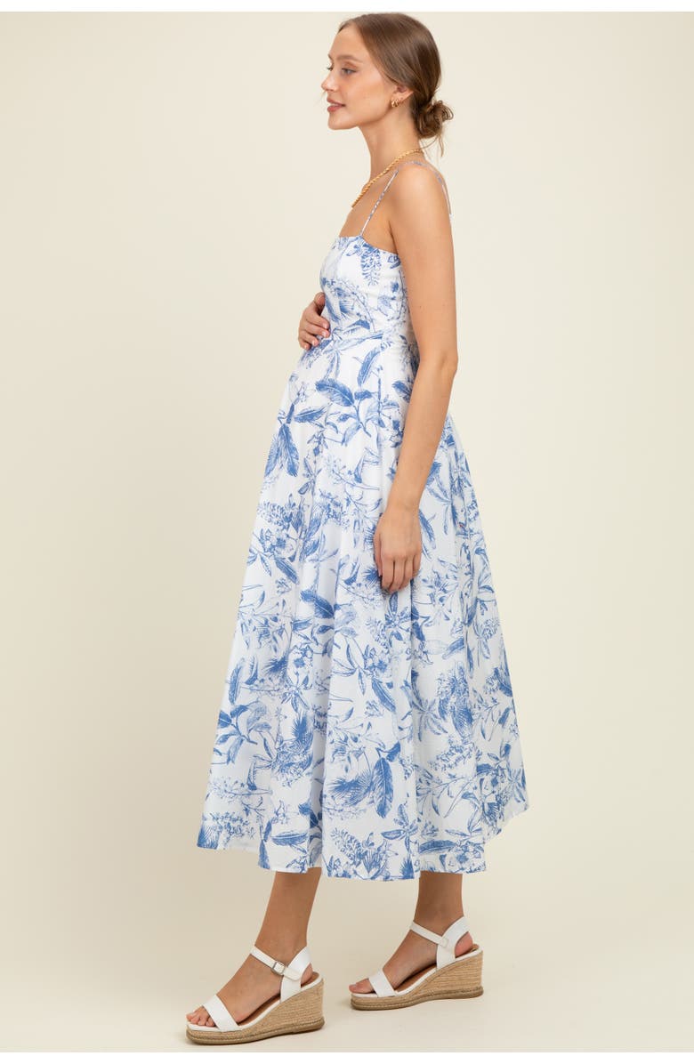 PinkBlush Spaghetti Strap Printed A-Line Midi Dress, Alternate, color, Blue