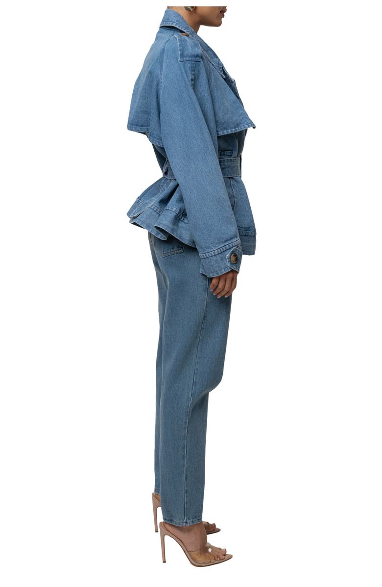 JLUXLABEL Double Breasted Denim Jacket, Alternate, color, Medium Wash