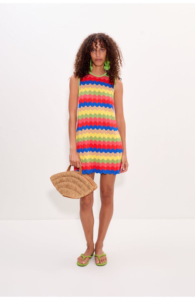 SIMONMILLER Moji Knit Crochet Mini Dress, Main, color, Tropical Wave