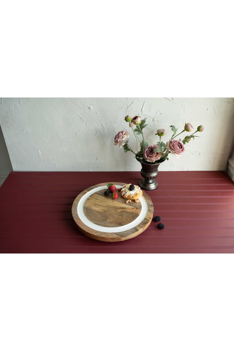 Tove White Enamel Lazy Susan, Alternate, color, Brown