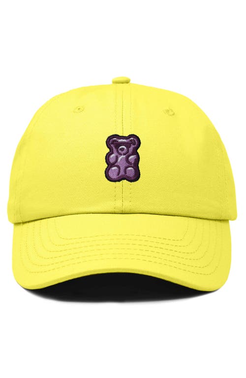 Dalix Purple Gummy Embroidered Cap In Yellow