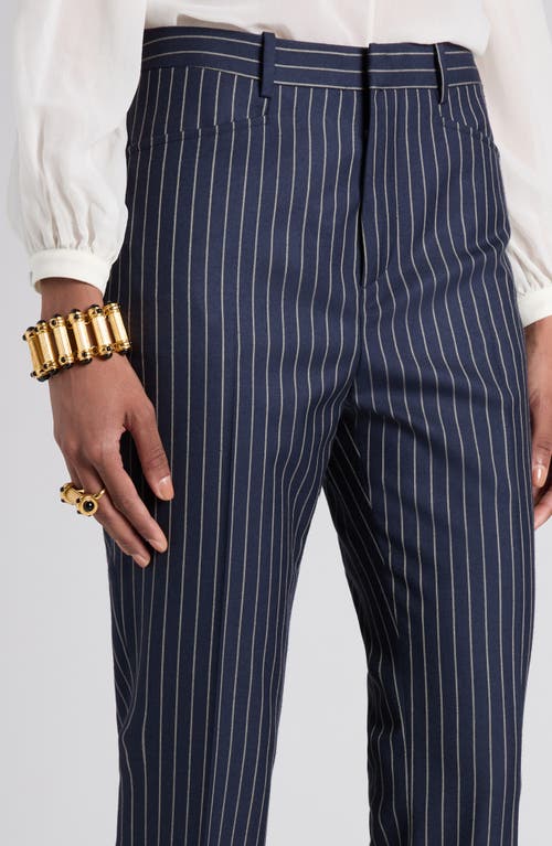 Tom Ford Pinstripe Virgin Wool Ankle Pants In Zhbby Combo Navy Stone