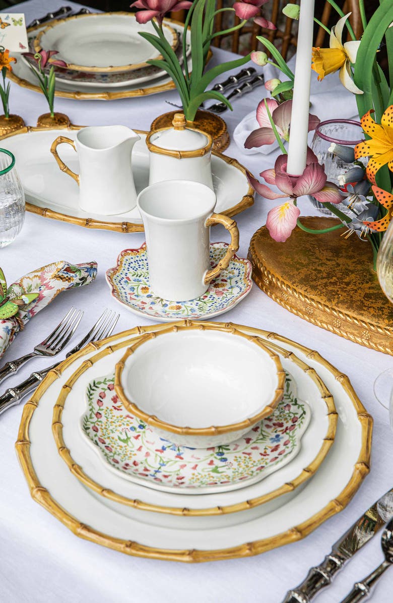 Juliska Bamboo Ceramic Mug, Alternate, color, Whitewash/ Bamboo Natural