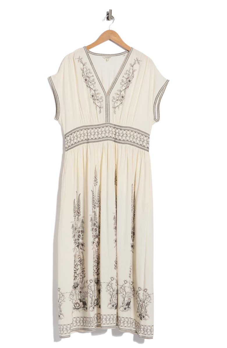 MAX STUDIO Floral Short Sleeve Maxi Dress, Main, color, Natural Floral Spikes
