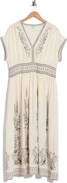 MAX STUDIO Floral Short Sleeve Maxi Dress