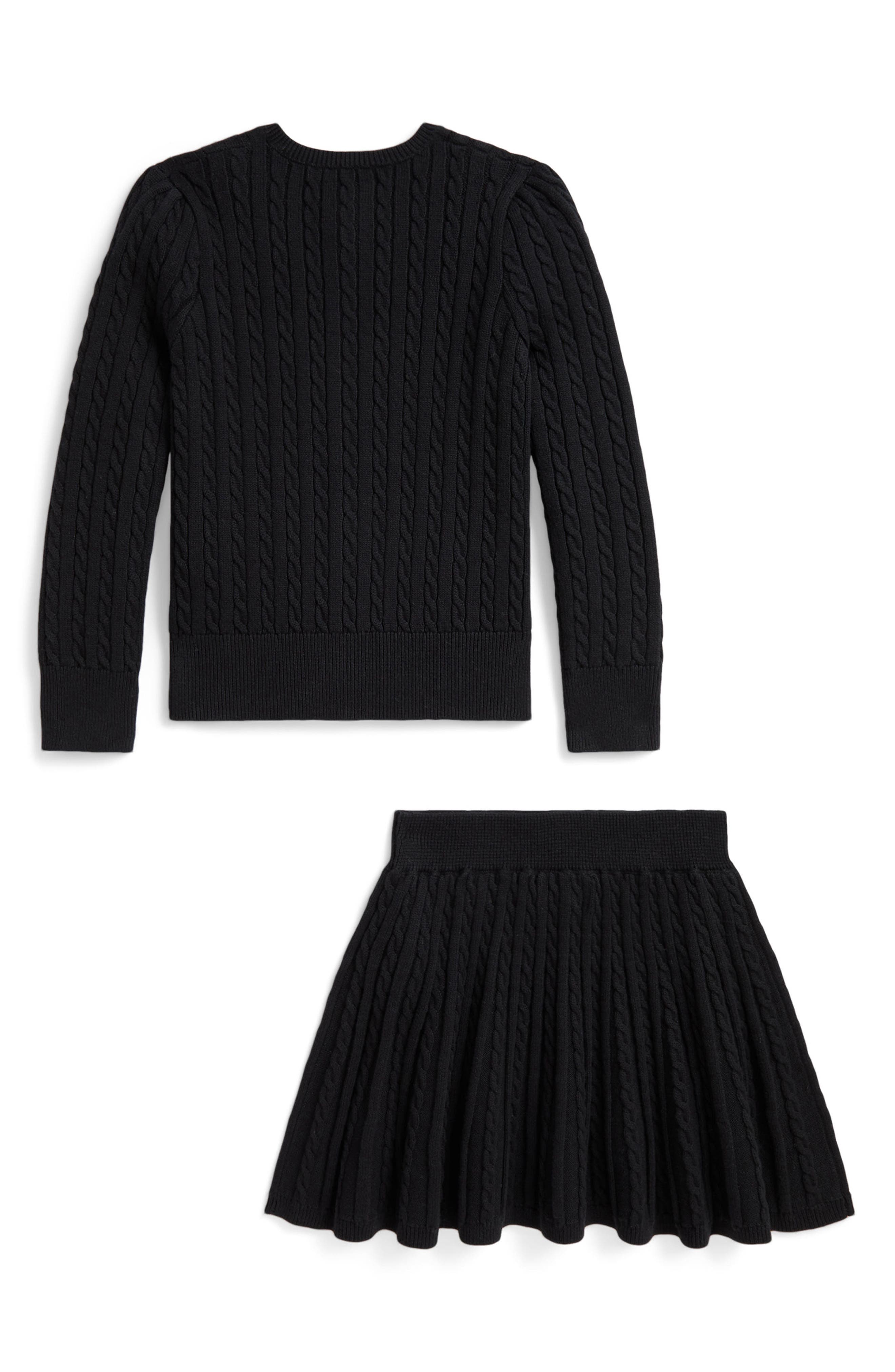 Polo Ralph Lauren Kids' Mini Cable Knit Cotton Cardigan & Skirt Set ...