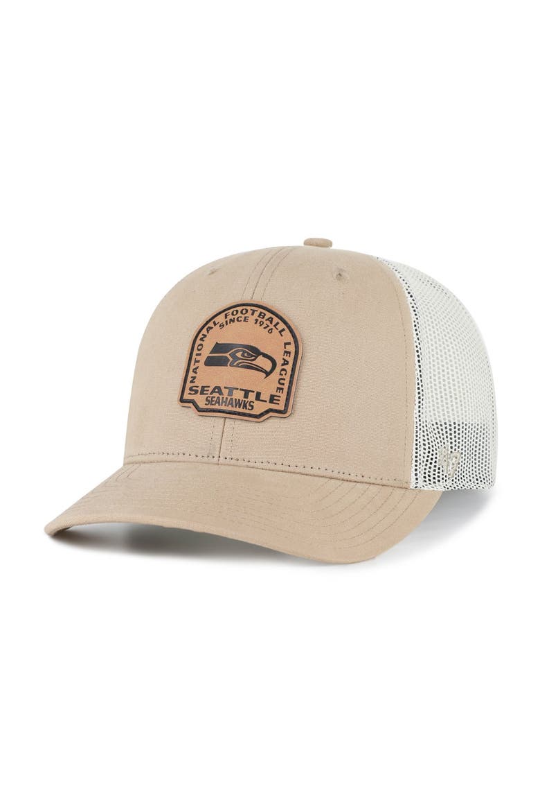 Men's '47 Khaki Seattle Seahawks Bonehide Trucker Adjustable Hat, Main, color, Khaki