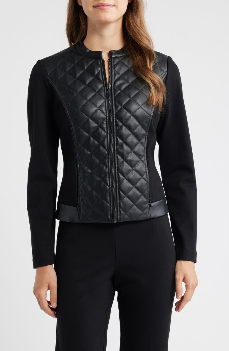 AK ANNE KLEIN Quilted Mixed Media Jacket, Alternate, color,