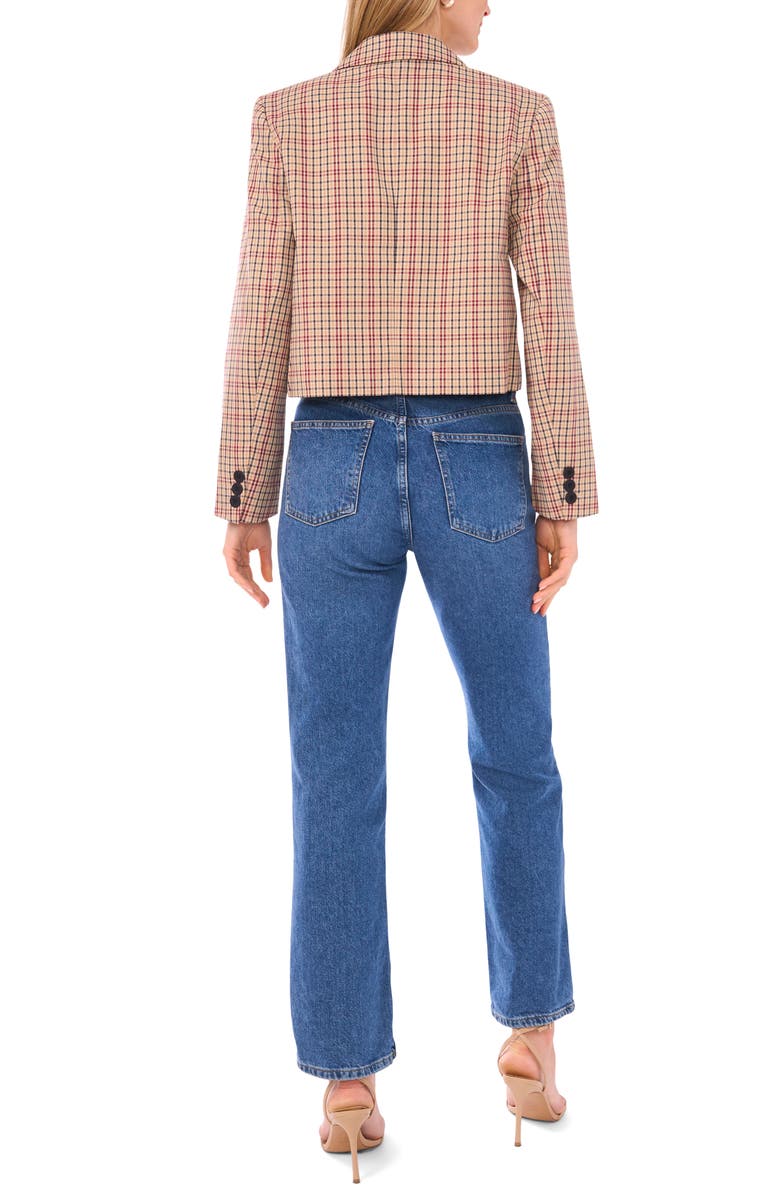 1.STATE Tailored Crop Blazer, Alternate, color, Beige/ Rich Black/ Burgundy