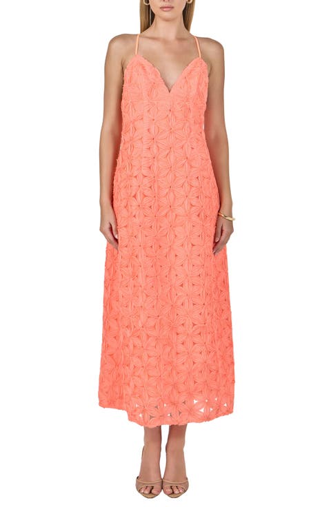 Textured Floral Midi Dress