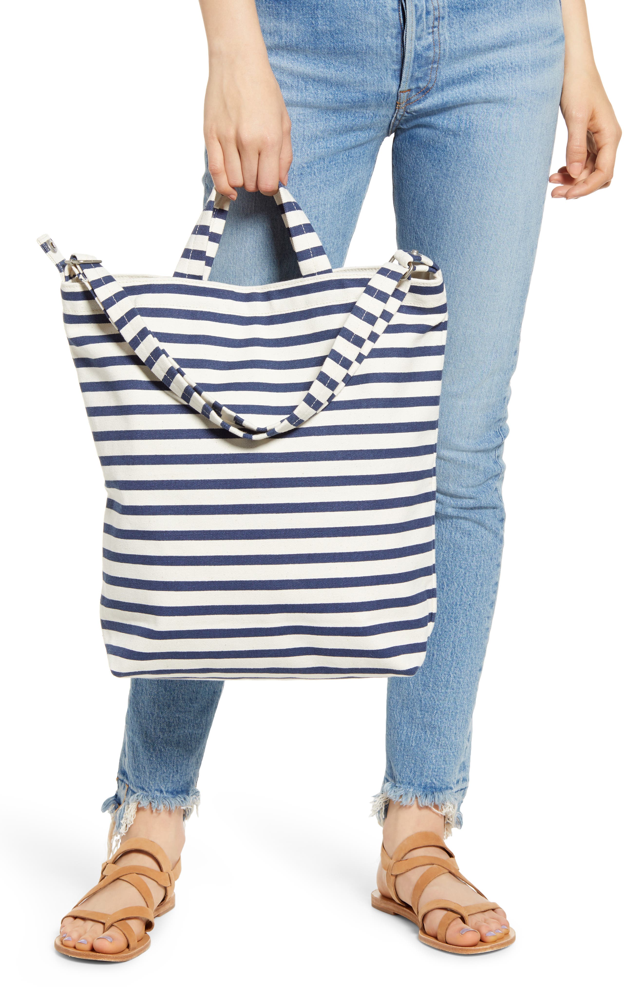 Duck Bag Canvas Tote, Alternate, color, WHITE/ BLUE