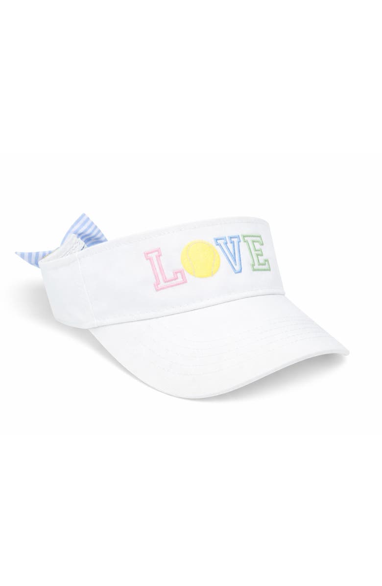 Bits & Bows Love Tennis Bow Visor, Main, color, White/Blue