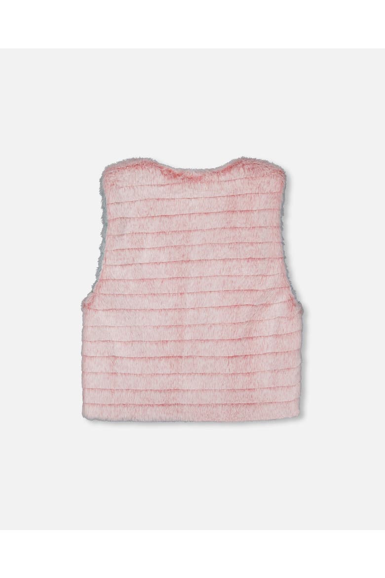 Girl's Reversible Faux Fur Vest Pink And Turquoise, Alternate, color, Pink & Blue