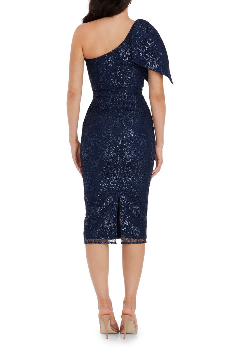 Tiffany One-Shoulder Midi Dress, Alternate, color, NAVY