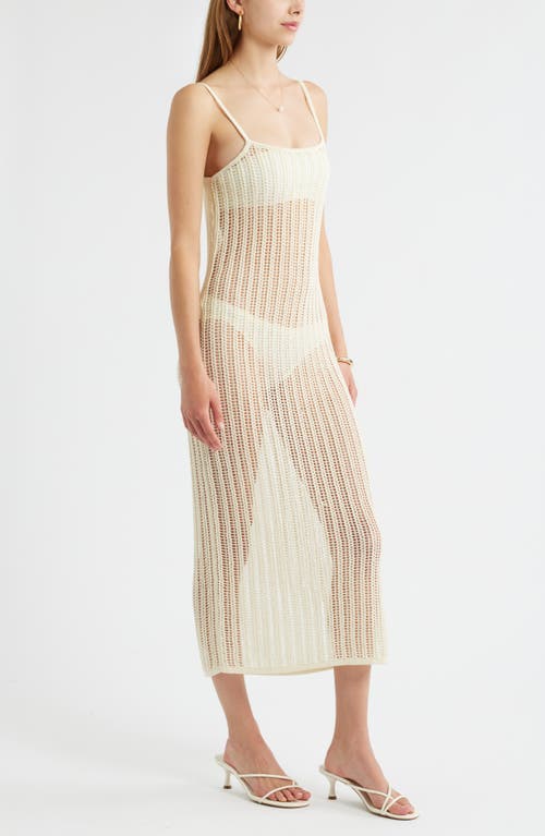 Open Edit Open Stitch Cotton Blend Sweater Dress In White