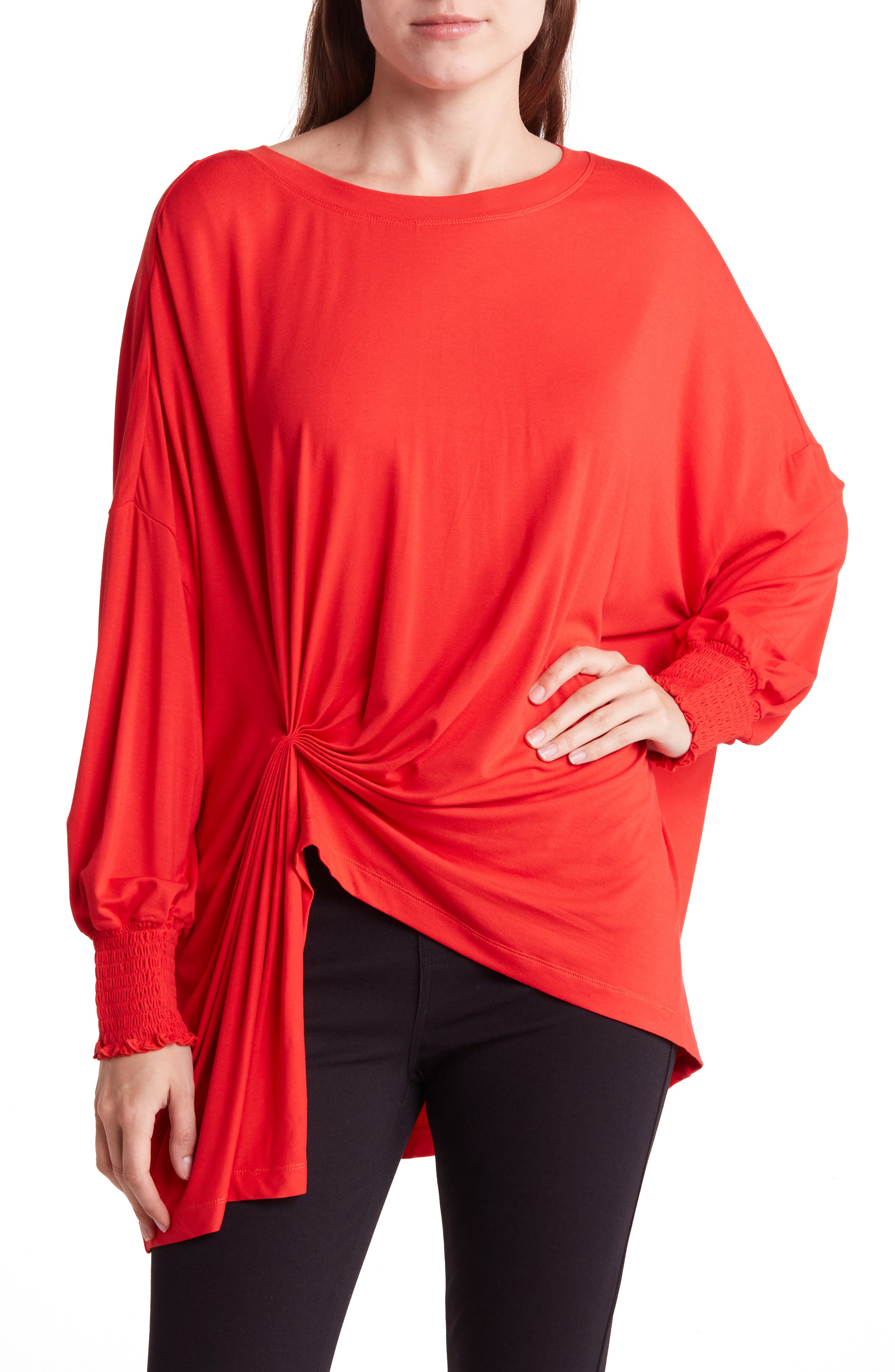 PATRIZIA LUCA Oversize Long Sleeve Twist Front Top
