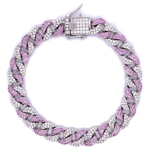 Anna Zuckerman Sweet Havana 8mm Cuban Bracelet In Argyle Pink Crystalline