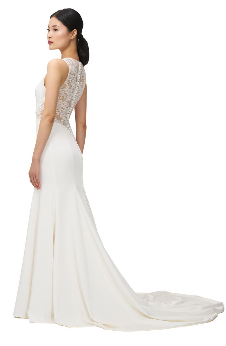 Jenny by Jenny Yoo Reid Lace & Crepe Trumpet Gown, Alternate, color, 