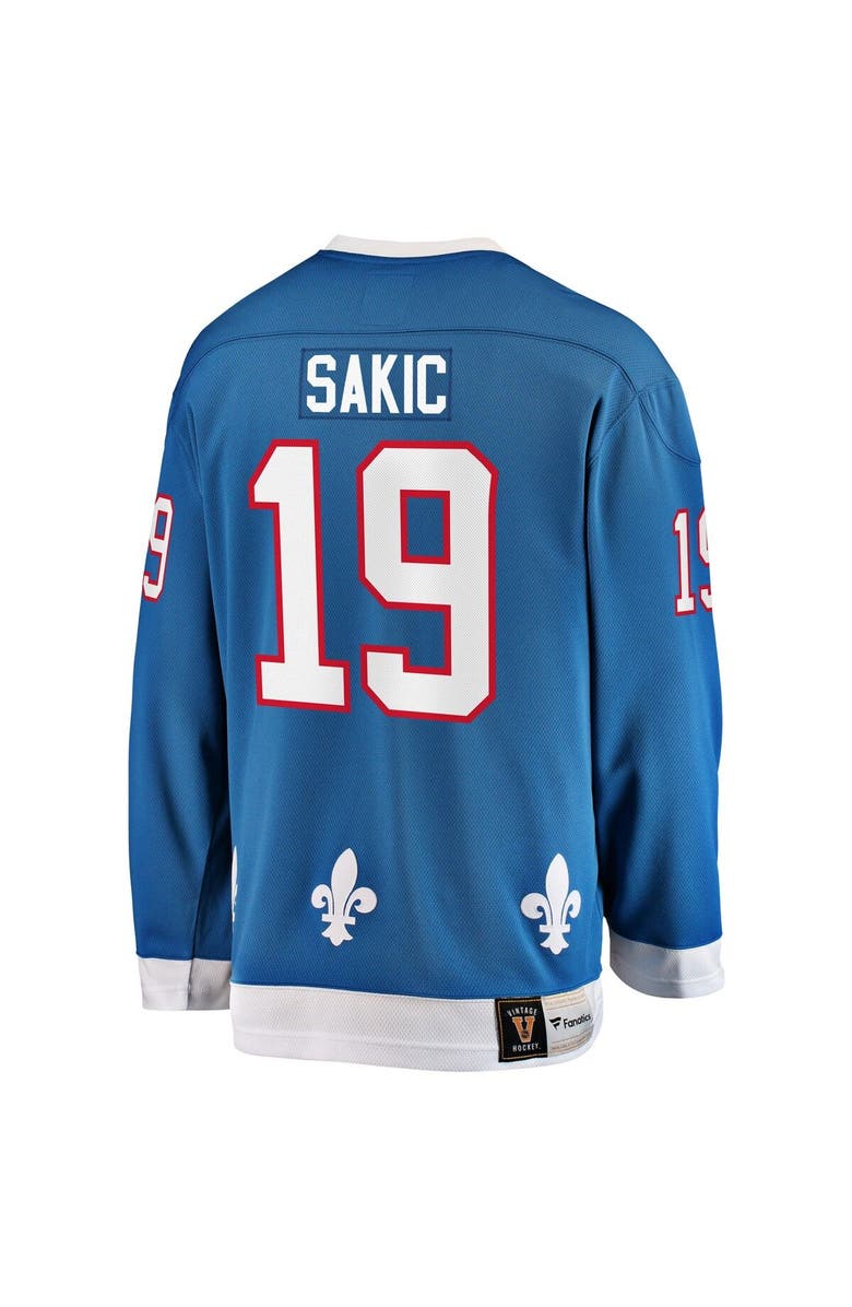 FANATICS Men's Fanatics Branded Joe Sakic Blue Quebec Nordiques Premier Breakaway Retired Player Jersey, Alternate, color, 