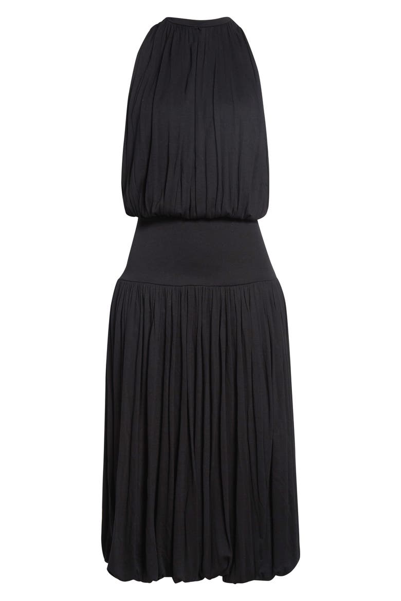 Soft Gathered Midi Dress, Alternate, color, BLACK