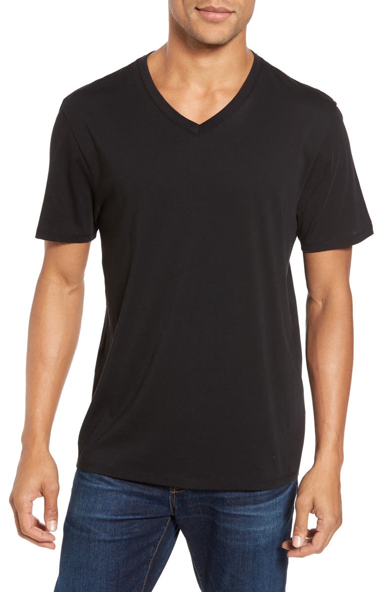 Vince Pima Cotton Slim Fit V-Neck T-Shirt, Main, color, Black