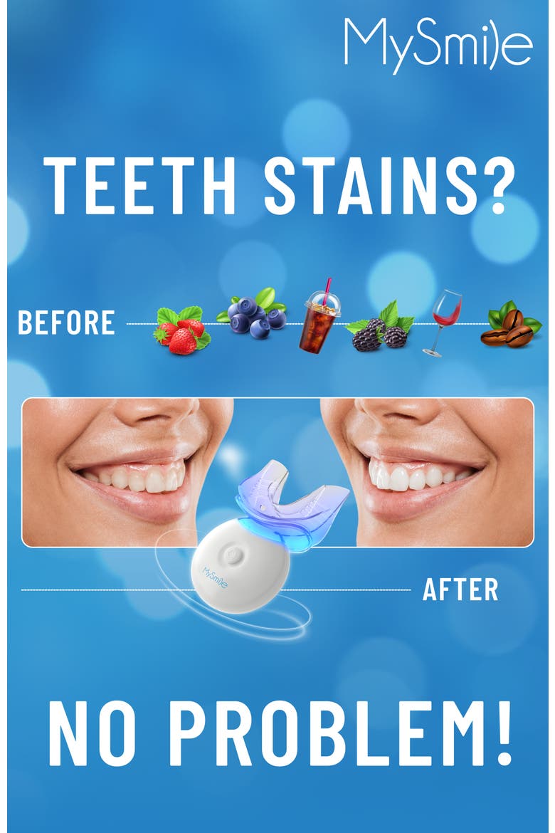 Teeth Whitening Kit with 5 LED Light, 18% CP Gel, Alternate, color, Blue