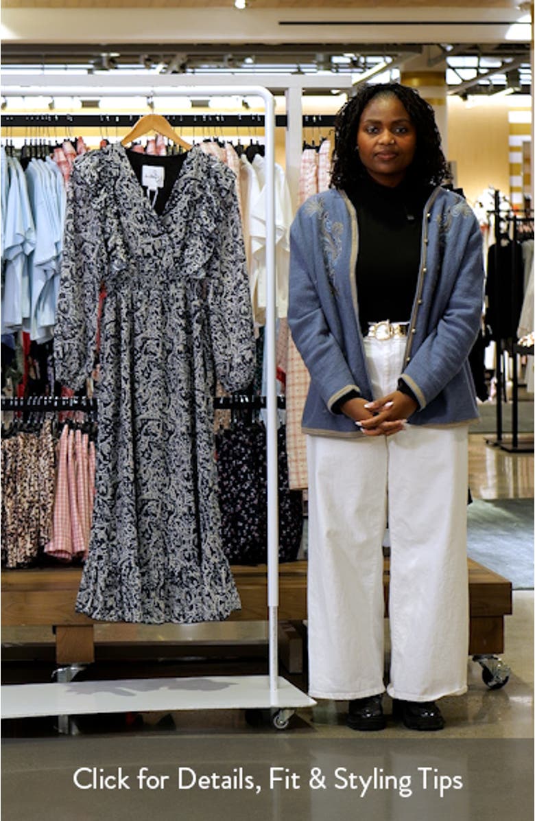 Wallpaper Paisley Smocked Waist Long Sleeve Dress, sales video thumbnail