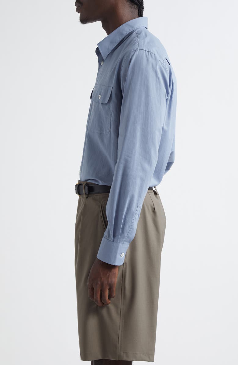 De Bonne Facture Artist Cotton & Hemp Button-Up Shirt, Alternate, color, Smoke Blue