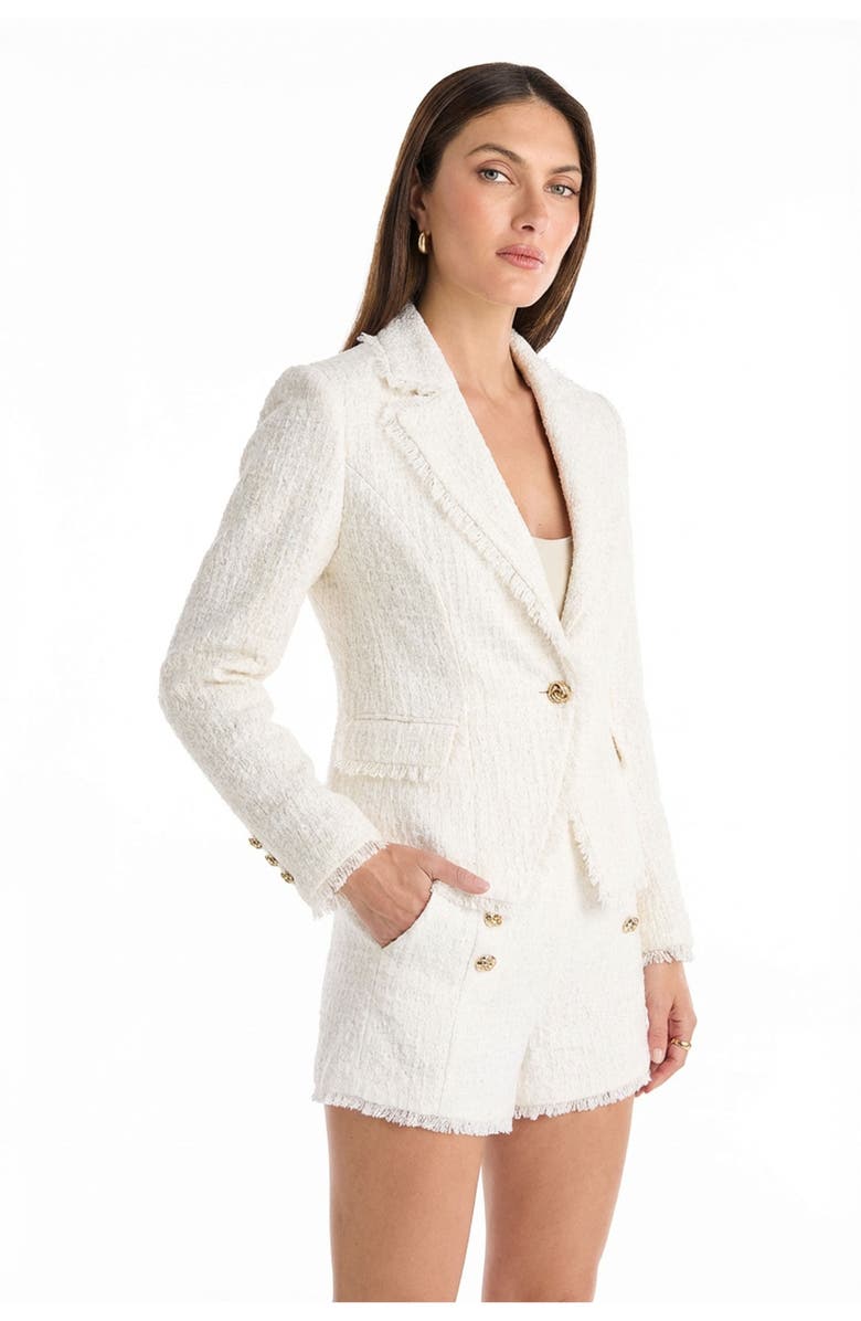 The Noli Shop Giselle Single Breasted Tweed Blazer, Alternate, color, White
